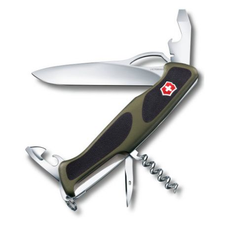 Складной нож VICTORINOX RangerGrip 61, 11 функций, 130мм, зеленый / черный [0.9553.mc4]
