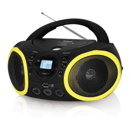 Аудиомагнитола BBK BX150BT, черный и желтый