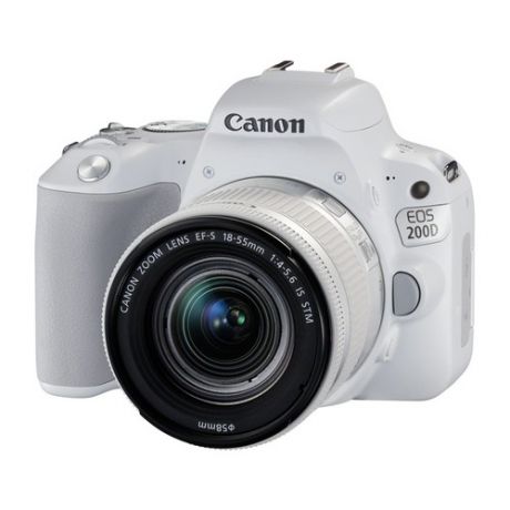 Зеркальный фотоаппарат CANON EOS 200D kit ( EF-S 18-55mm f/3.5-5.6 IS STM), белый