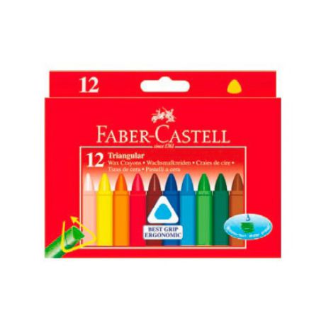 Восковые мелки Faber-Castell 120010 трехгранные 12цв. картон.кор. 10 шт./кор.