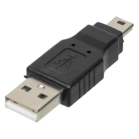 Переходник USB2.0 NINGBO mini USB B (m) - USB A(m), черный