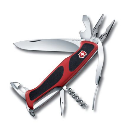 Складной нож VICTORINOX RangerGrip 74, 14 функций, 130мм, красный / черный [0.9723.cb1]
