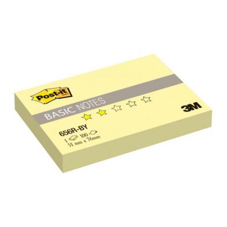 Блок самоклеящийся бумажный 3M Post-it Basic 656R-BY 7100020769 51x76мм 100лист. желтый канареечный 192 шт./кор.