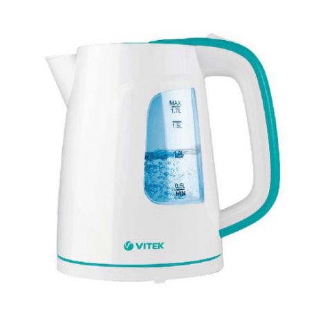 Чайник электрический VITEK VT-7022, 2200Вт, белый и бирюзовый