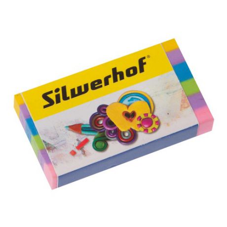 Ластик Silwerhof 181115 Пластилиновая коллекция 60x28x10мм каучук ассорти индивидуальная картонная у