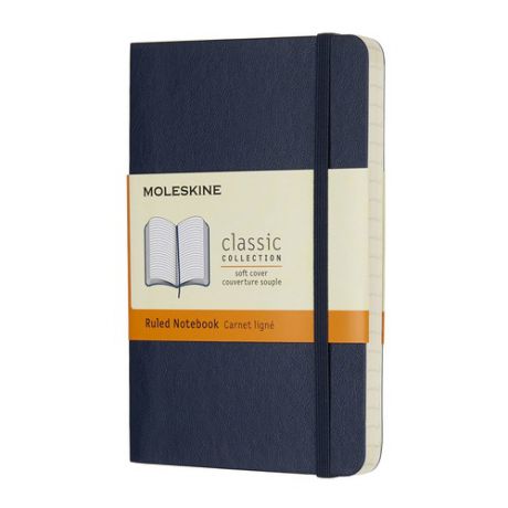 Блокнот Moleskine CLASSIC SOFT Pocket 90x140мм 192стр. линейка мягкая обложка синий сапфир 9 шт./кор.