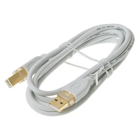 Кабель USB2.0 HAMA USB A(m) - USB B(m), GOLD , 1.8м, белый [00078462]