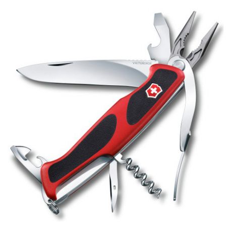 Складной нож VICTORINOX RangerGrip 74, 14 функций, 130мм, красный / черный [0.9723.c]