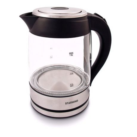 Чайник электрический STARWIND SKG4710, 2200Вт, серебристый и черный