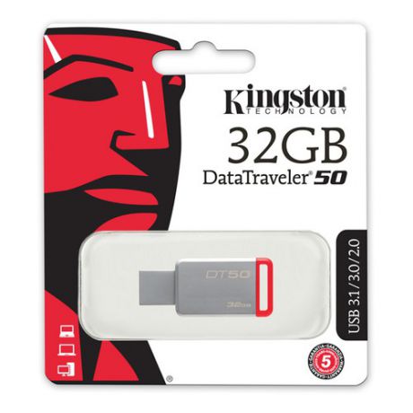 Флешка USB KINGSTON DataTraveler 50 32Гб, USB3.0, красный [dt50/32gb]