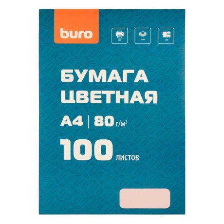 Бумага Buro A4/80г/м2/100л./розовый пастель общего назначения(офисная) 20 шт./кор.