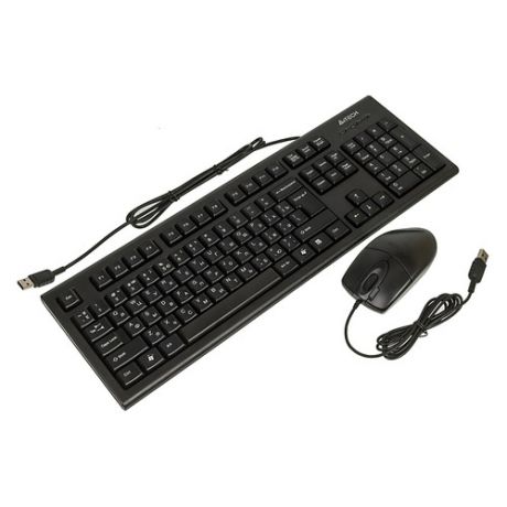 Комплект (клавиатура+мышь) A4 KR-8520D, USB, проводной, черный