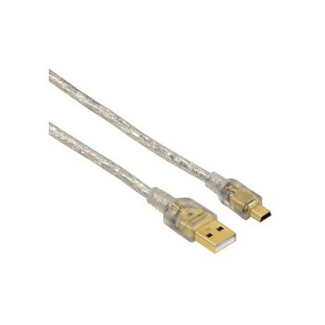 Кабель USB2.0 HAMA H-41533, USB A(m) - mini USB B (m), GOLD , 1.8м, прозрачный [00041533]