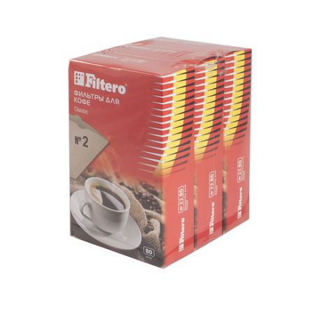 Фильтры для кофе FILTERO №2, для кофеварок, бумажные, 1x2, 240 шт, коричневый [2/240]
