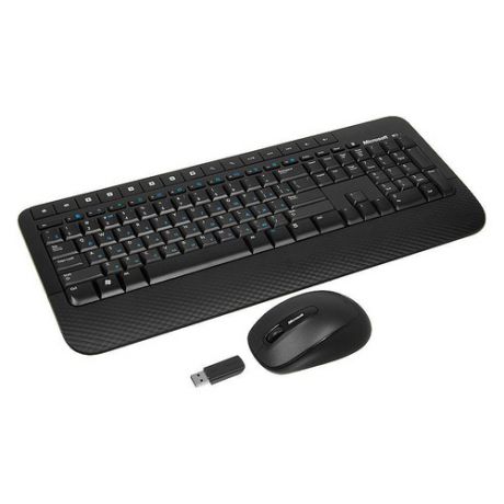 Комплект (клавиатура+мышь) MICROSOFT 2000, USB, беспроводной, черный [m7j-00012]