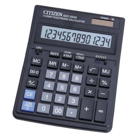 Калькулятор CITIZEN SDC-554 S, 14-разрядный, черный