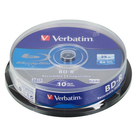 Оптический диск BD-R VERBATIM 25Гб 6x, 10шт., 43742, cake box