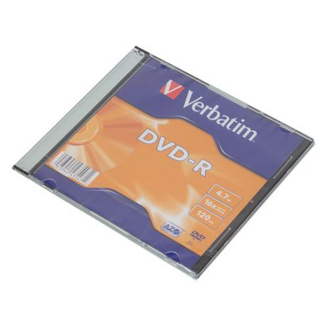 Оптический диск DVD-R VERBATIM 4.7Гб 16x, 1шт., 43547, slim case