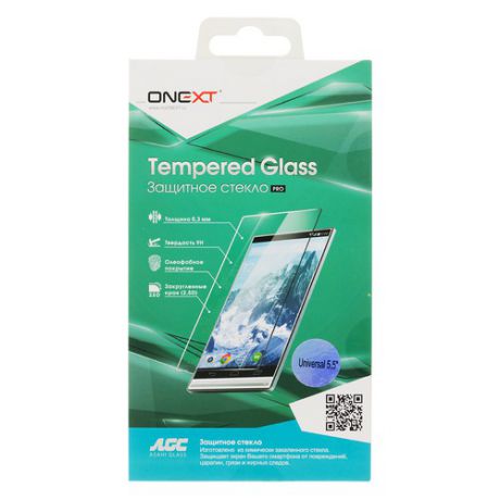 Защитное стекло для экрана ONEXT для смартфонов 5.5", 72 х 147 мм, 1 шт [40964]