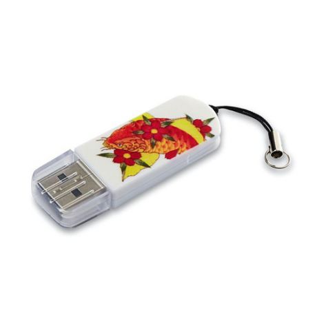 Флешка USB VERBATIM Mini Tattoo Koi 32Гб, USB2.0, белый и рисунок [49897]