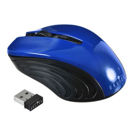 Мышь OKLICK 545MW оптическая беспроводная USB, черный и синий [tm-5500 blue]