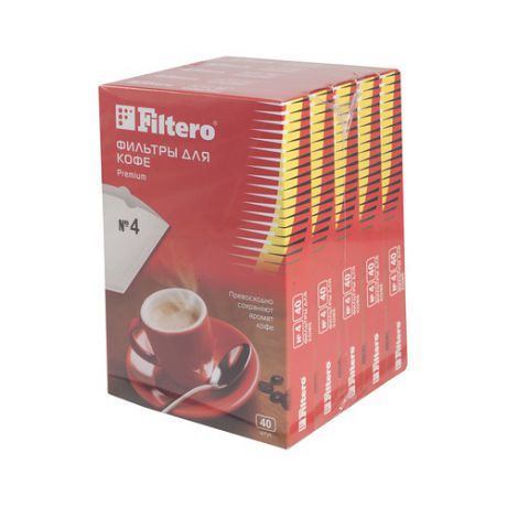 Фильтры для кофе FILTERO Premium №4, для кофеварок, бумажные, 1х4, 200 шт, белый [5/200]