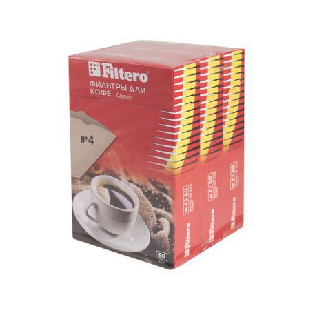 Фильтры для кофе FILTERO №4, для кофеварок, бумажные, 240 шт, коричневый [4/240]