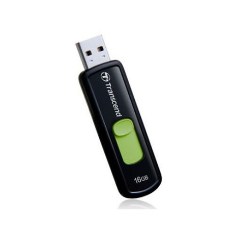 Флешка USB TRANSCEND Jetflash 500 16Гб, USB2.0, черный и зеленый [ts16gjf500]