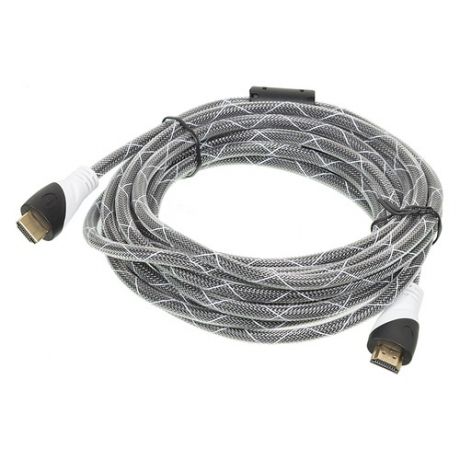 Кабель аудио-видео HDMI (m) - HDMI (m) , ver 1.4, 5м, GOLD ф/фильтр, серый