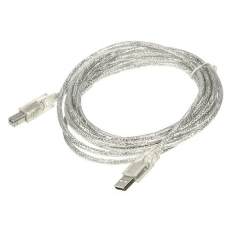 Кабель USB2.0 BURO USB2.0-AM/BM-3-TRANS, USB A(m) - USB B(m), 3м, прозрачный