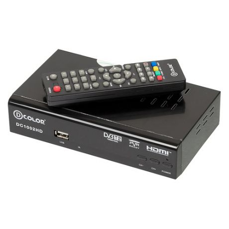 Ресивер DVB-T2 D-COLOR DC1002HD, черный