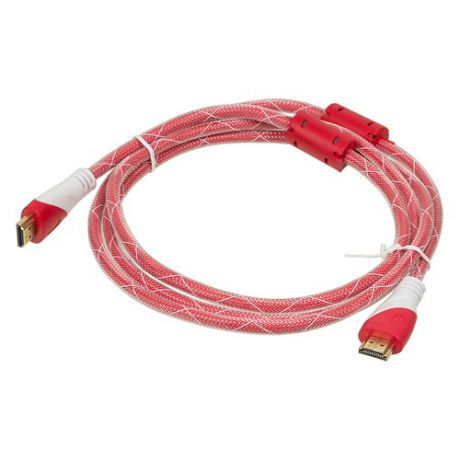 Кабель аудио-видео HDMI (m) - HDMI (m) , ver 1.4, 1.8м, GOLD ф/фильтр, красный