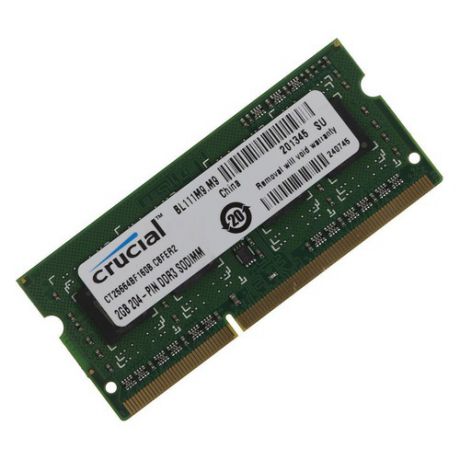 Модуль памяти CRUCIAL CT25664BF160BJ DDR3L - 2Гб 1600, SO-DIMM, single rank, Ret