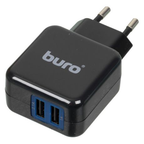 Сетевое зарядное устройство BURO TJ-134b, 2xUSB, 3.1A, черный