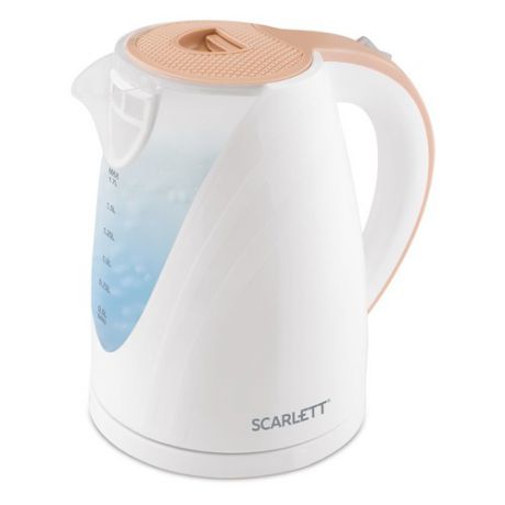 Чайник электрический SCARLETT SC-EK18P43, 2200Вт, белый и бежевый