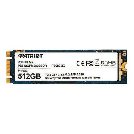 SSD накопитель PATRIOT Scorch PS512GPM280SSDR 512Гб, M.2 2280, PCI-E x2, NVMe