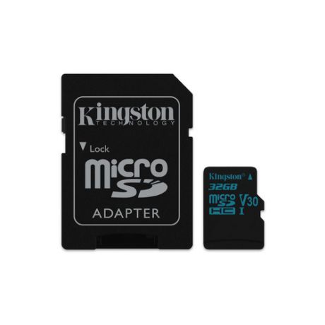 Карта памяти microSDHC UHS-I KINGSTON Canvas Go 32 ГБ, 90 МБ/с, Class 10, SDCG2/32GB, 1 шт., переходник SD