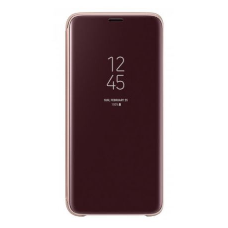 Чехол (флип-кейс) SAMSUNG Clear View Standing Cover, для Samsung Galaxy S9, золотистый [ef-zg960cfegru]