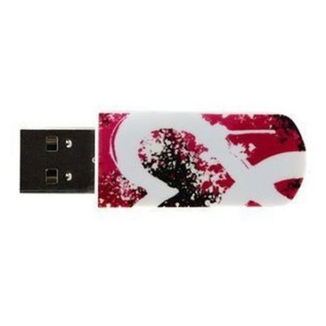 Флешка USB VERBATIM Mini Graffiti Edition 16Гб, USB2.0, красный и рисунок [49414]