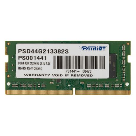 Модуль памяти PATRIOT PSD44G213382S DDR4 - 4Гб 2133, SO-DIMM, Ret