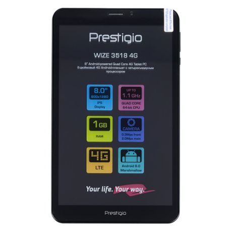 Планшет PRESTIGIO Wize 3518 4G, 1GB, 8GB, 3G, 4G, Android 6.0 черный [lhpmt35184geccis]