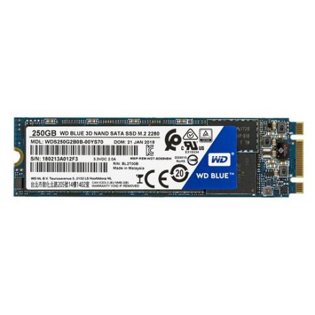 SSD накопитель WD Blue WDS250G2B0B 250Гб, M.2 2280, SATA III