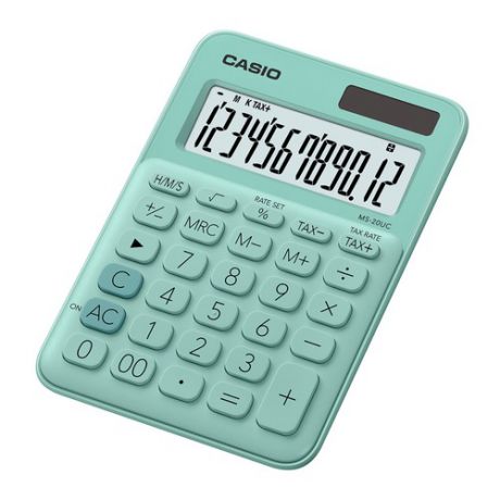Калькулятор CASIO MS-20UC-GN-S-EC, 12-разрядный, зеленый