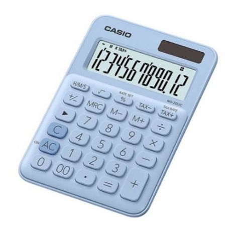Калькулятор CASIO MS-20UC-LB-S-EC, 12-разрядный, светло-голубой