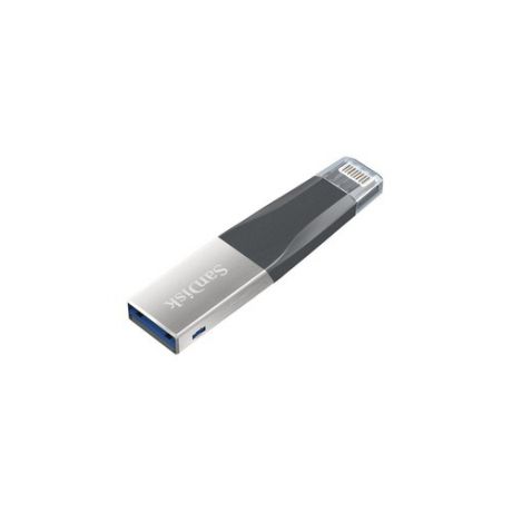 Флешка USB SANDISK iXpand Mini 128Гб, USB3.0, черный и серебристый [sdix40n-128g-gn6ne]