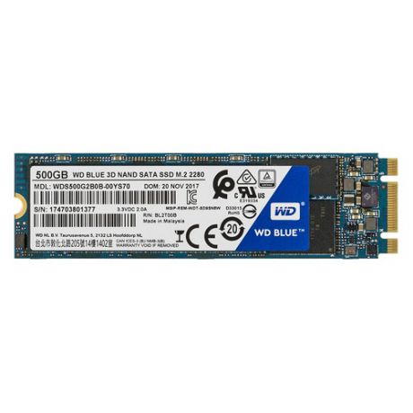 SSD накопитель WD Blue WDS500G2B0B 500Гб, M.2 2280, SATA III