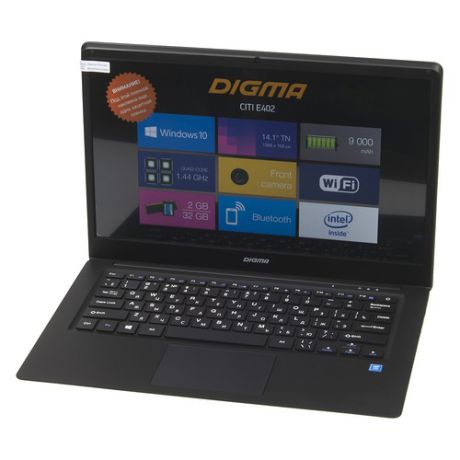 Ноутбук DIGMA CITI E402, 14.1", Intel Atom X5 Z8350 1.44ГГц, 2Гб, 32Гб SSD, Intel HD Graphics 400, Windows 10 Home, черный/серебристый