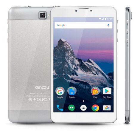 Планшет GINZZU GT-7210, 1GB, 8GB, 3G, 4G, Android 7.0 серебристый [00-00001034]