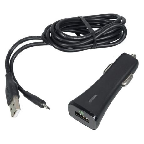 Автомобильное зарядное устройство HAMA The Qualcomm Quick Charge 2.0, USB, microUSB, 2A, черный