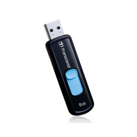 Флешка USB TRANSCEND Jetflash 500 8Гб, USB2.0, черный и голубой [ts8gjf500]